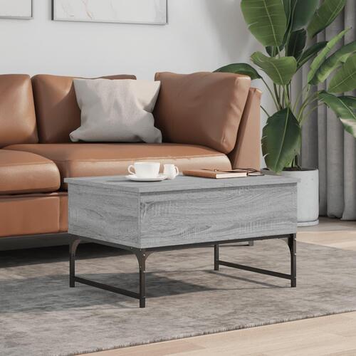 Sofabord 70x50x40 cm konstrueret træ og metal grå sonoma-eg