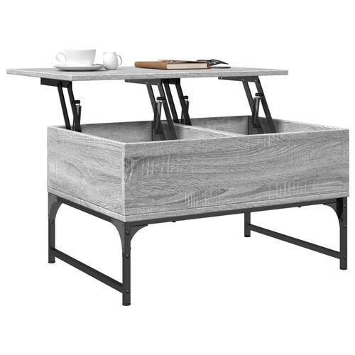 Sofabord 70x50x40 cm konstrueret træ og metal grå sonoma-eg