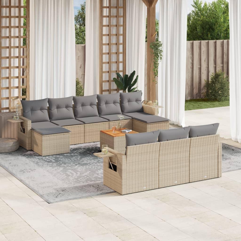Sofasæt Til Haven 11 Dele Med Hynder Polyrattan - beige og grå