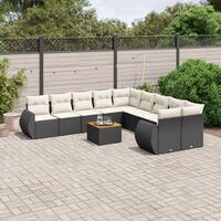 Sofasæt til haven 11 dele med hynder polyrattan sort