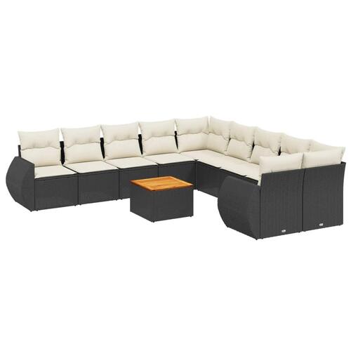 Sofasæt til haven 11 dele med hynder polyrattan sort