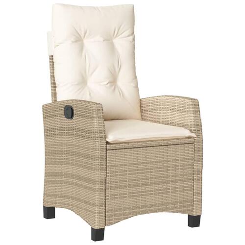 Spisebordssæt til haven 3 dele med hynder polyrattan beige