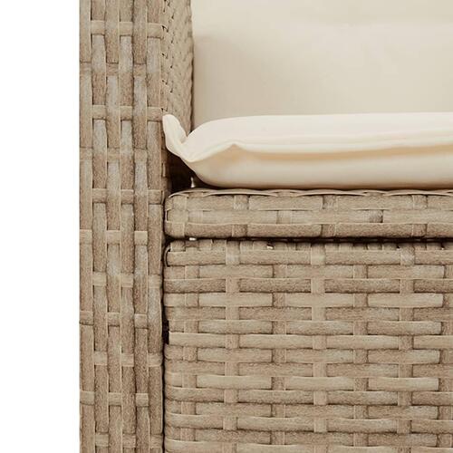 Spisebordssæt til haven 3 dele med hynder polyrattan beige