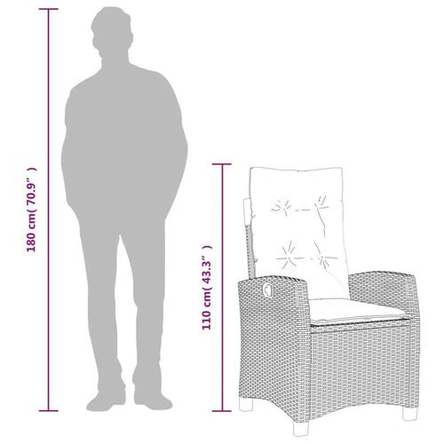 Spisebordssæt til haven 3 dele med hynder polyrattan beige
