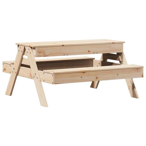 Picnicbord med sandkasse til børn massivt fyrretræ