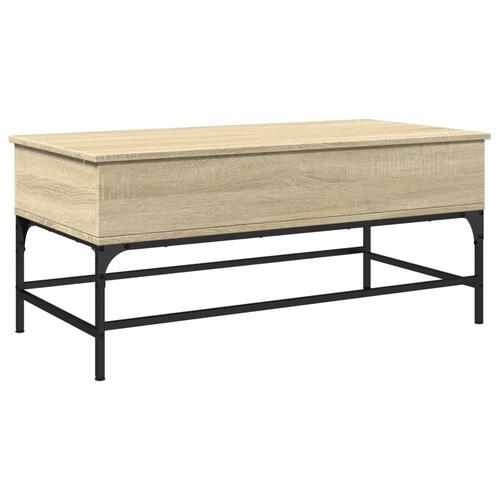 Sofabord 100x50x45 cm konstrueret træ og metal sonoma-eg