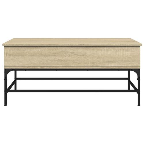 Sofabord 100x50x45 cm konstrueret træ og metal sonoma-eg