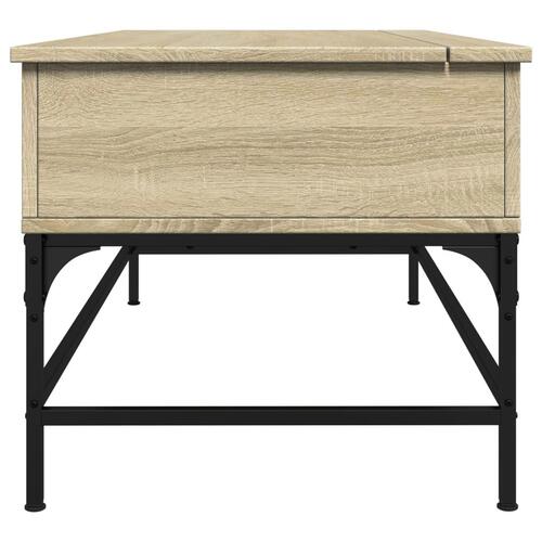 Sofabord 100x50x45 cm konstrueret træ og metal sonoma-eg