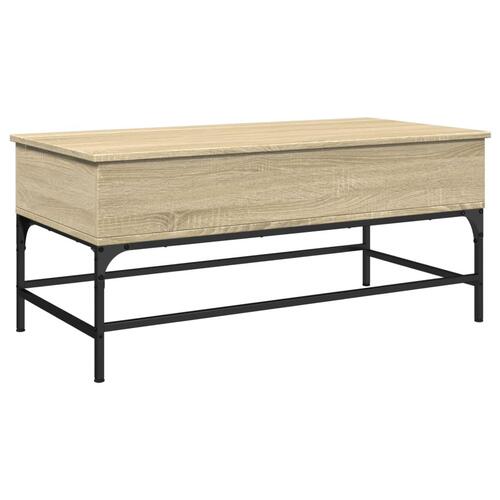 Sofabord 100x50x45 cm konstrueret træ og metal sonoma-eg