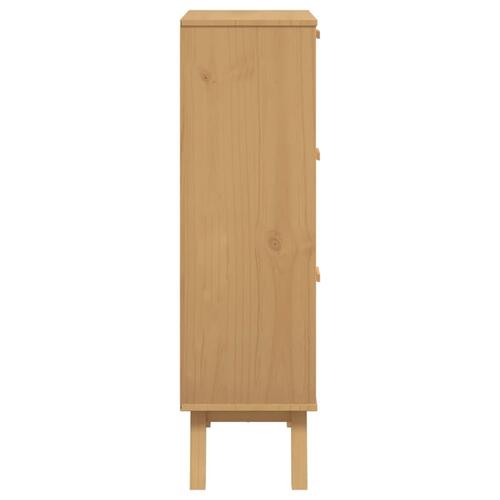 Skoskab OLDEN 55x35x120 cm massivt fyrretræ brun