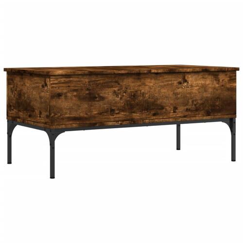 Sofabord 100x50x45 cm konstrueret træ og metal røget egetræ