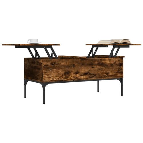 Sofabord 100x50x45 cm konstrueret træ og metal røget egetræ