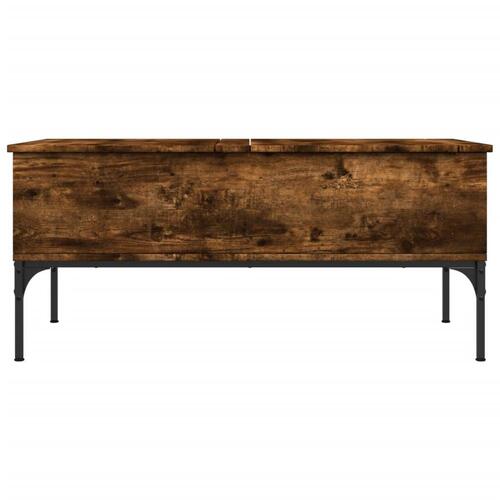 Sofabord 100x50x45 cm konstrueret træ og metal røget egetræ