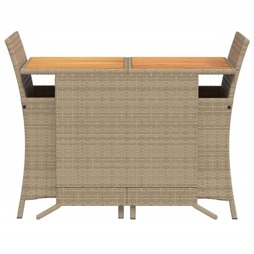 Bistrosæt til haven 3 dele med hynder polyrattan beige