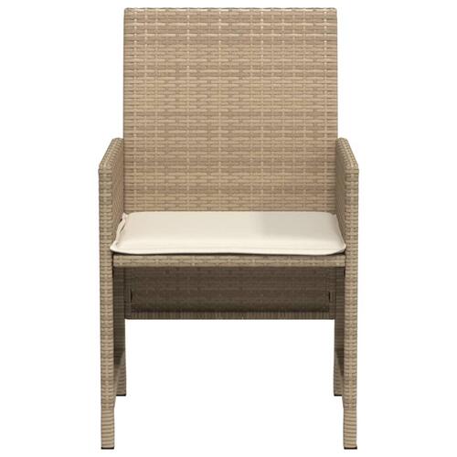 Bistrosæt til haven 3 dele med hynder polyrattan beige