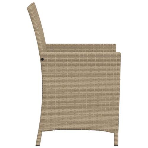 Bistrosæt til haven 3 dele med hynder polyrattan beige