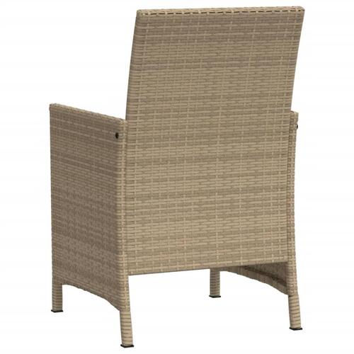 Bistrosæt til haven 3 dele med hynder polyrattan beige