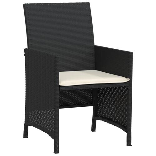 Bistrosæt til haven 3 dele med hynder polyrattan sort