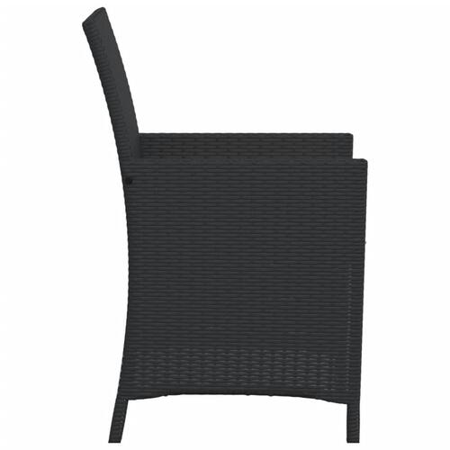 Bistrosæt til haven 3 dele med hynder polyrattan sort