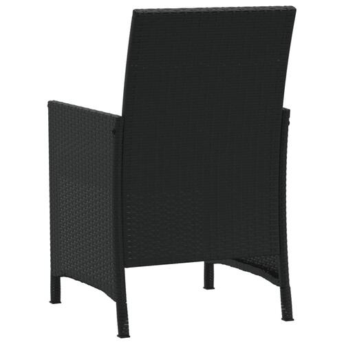 Bistrosæt til haven 3 dele med hynder polyrattan sort