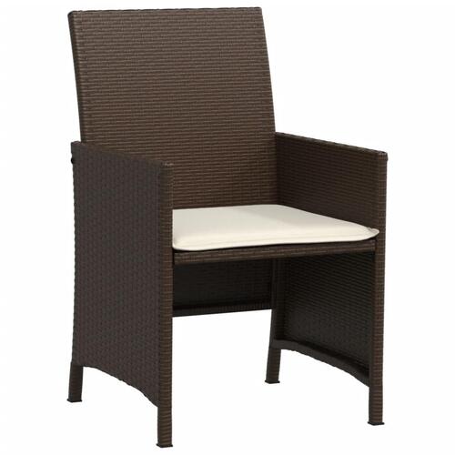 Bistrosæt til haven 3 dele med hynder polyrattan brun