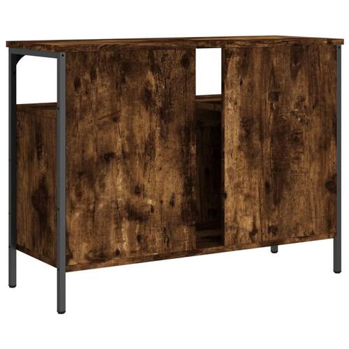 Underskab til håndvask 80x30x60 cm konstrueret træ røget eg