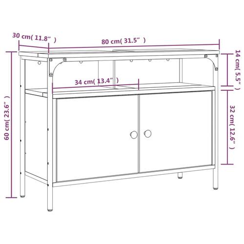 Underskab til håndvask 80x30x60 cm konstrueret træ røget eg