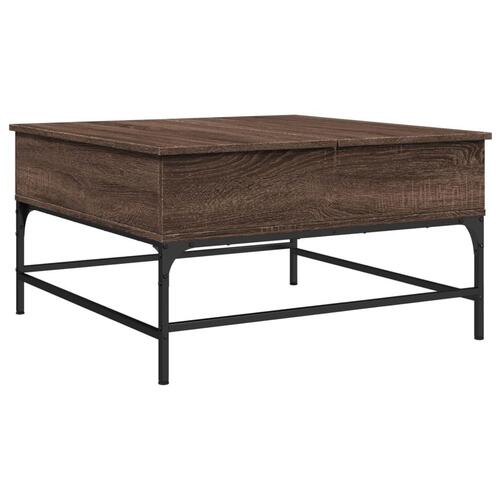 Sofabord 80x80x45 cm konstrueret træ og metal brunt eg