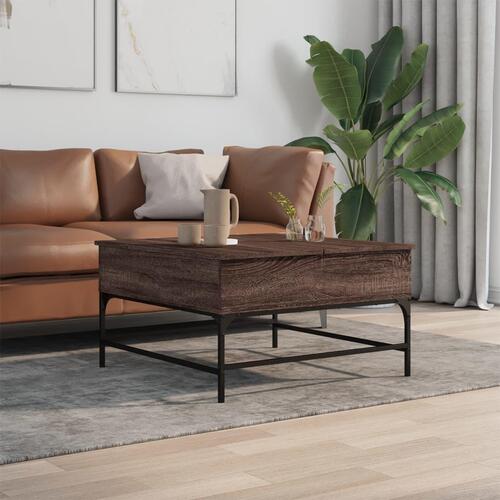 Sofabord 80x80x45 cm konstrueret træ og metal brunt eg