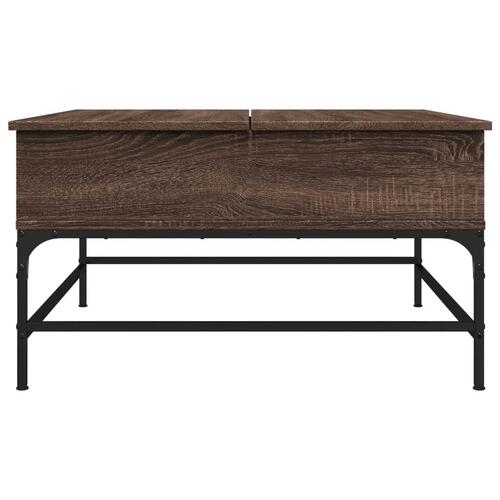 Sofabord 80x80x45 cm konstrueret træ og metal brunt eg