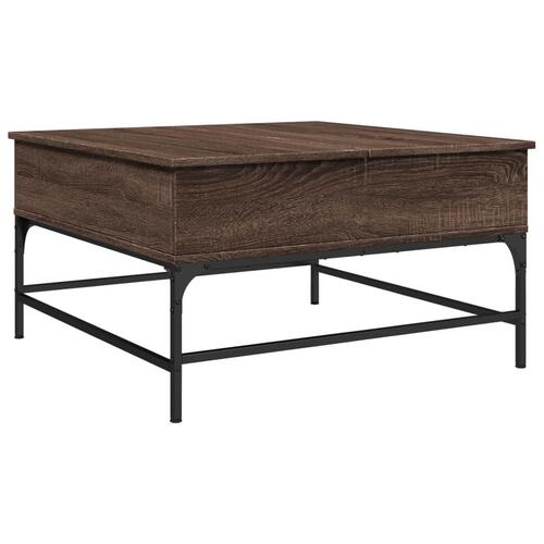 Sofabord 80x80x45 cm konstrueret træ og metal brunt eg