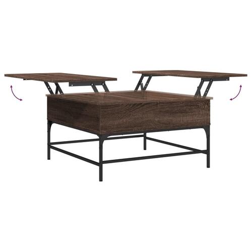 Sofabord 80x80x45 cm konstrueret træ og metal brunt eg
