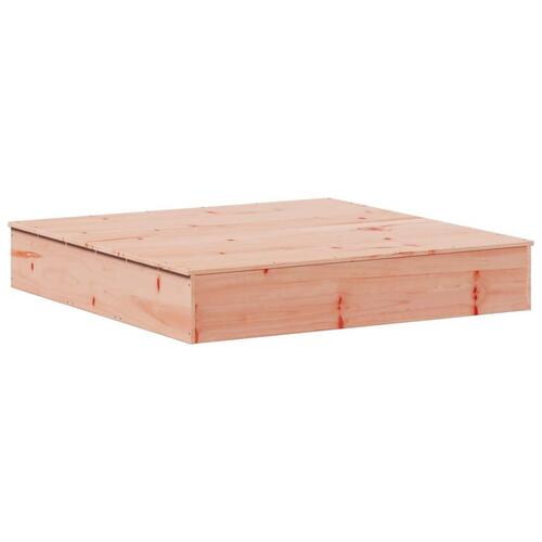 Sandkasse med låg 111x111x19,5 cm massivt douglasgran