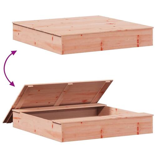 Sandkasse med låg 111x111x19,5 cm massivt douglasgran