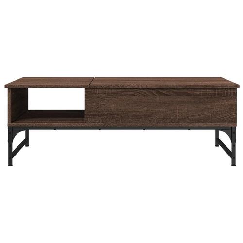 Sofabord 100x50x35 cm konstrueret træ og metal brunt egetræ