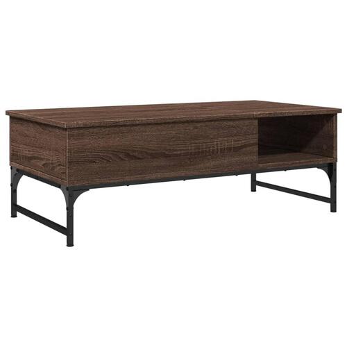 Sofabord 100x50x35 cm konstrueret træ og metal brunt egetræ