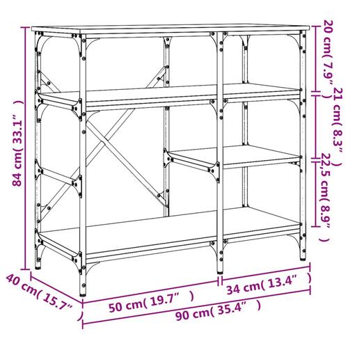 Køkkenreol 90x40x84 cm konstrueret træ og metal grå sonoma-eg