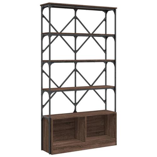 Bogreol 100x26x180 cm konstrueret træ og metal brunt eg