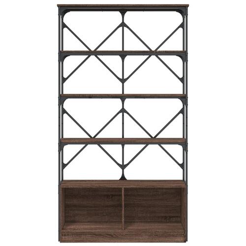 Bogreol 100x26x180 cm konstrueret træ og metal brunt eg