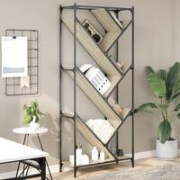 Bogreol 79x30x180 cm konstrueret træ og metal sonoma-eg