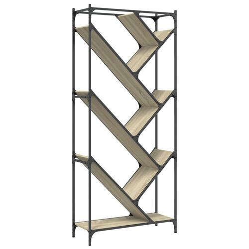 Bogreol 79x30x180 cm konstrueret træ og metal sonoma-eg