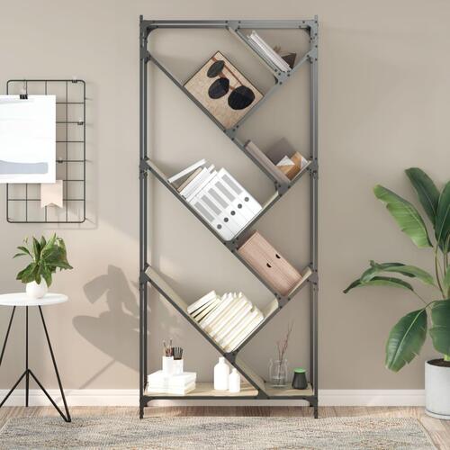 Bogreol 79x30x180 cm konstrueret træ og metal sonoma-eg