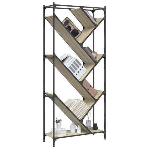 Bogreol 79x30x180 cm konstrueret træ og metal sonoma-eg