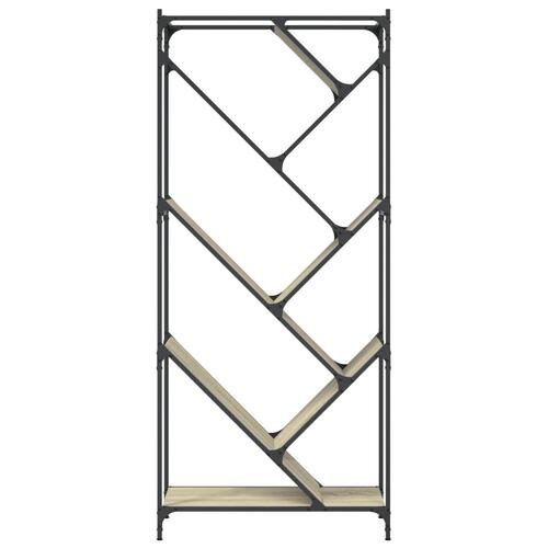 Bogreol 79x30x180 cm konstrueret træ og metal sonoma-eg