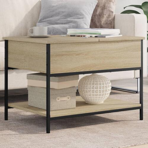 Sofabord 70x50x50 cm konstrueret træ og metal sonoma-eg