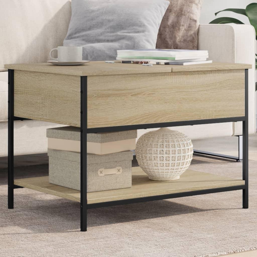 Sofabord 70x50x50 cm konstrueret træ og metal sonoma-eg