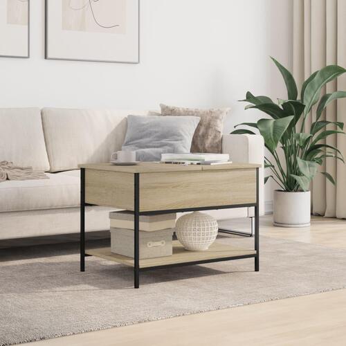 Sofabord 70x50x50 cm konstrueret træ og metal sonoma-eg