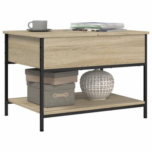 Sofabord 70x50x50 cm konstrueret træ og metal sonoma-eg