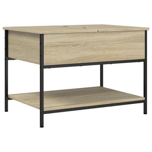 Sofabord 70x50x50 cm konstrueret træ og metal sonoma-eg