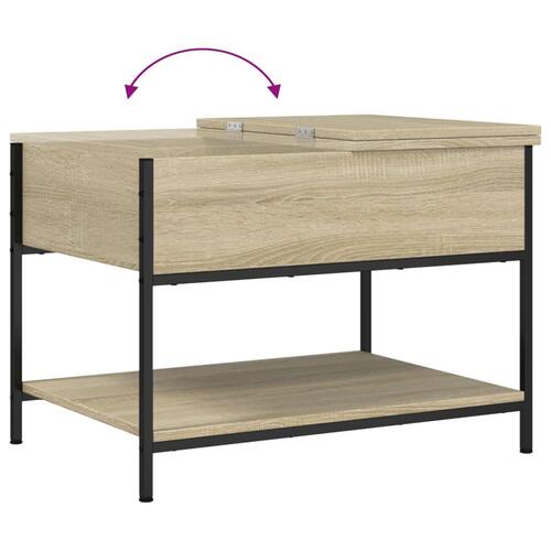 Sofabord 70x50x50 cm konstrueret træ og metal sonoma-eg